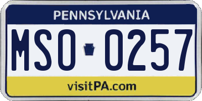 PA license plate MSO0257