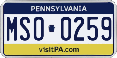 PA license plate MSO0259
