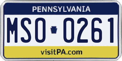 PA license plate MSO0261