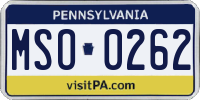 PA license plate MSO0262