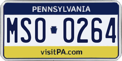 PA license plate MSO0264