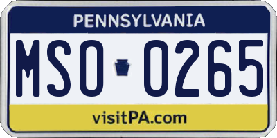 PA license plate MSO0265