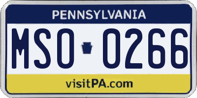 PA license plate MSO0266