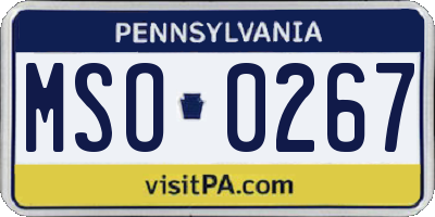 PA license plate MSO0267