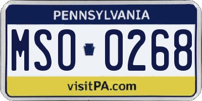 PA license plate MSO0268