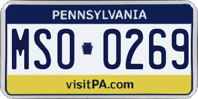 PA license plate MSO0269