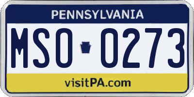 PA license plate MSO0273