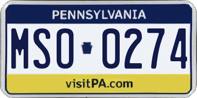 PA license plate MSO0274