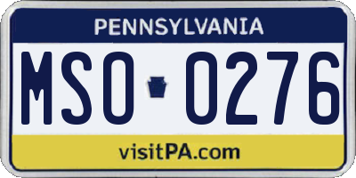 PA license plate MSO0276