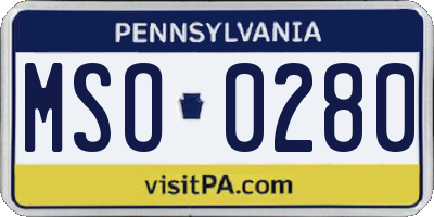 PA license plate MSO0280