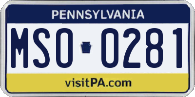 PA license plate MSO0281