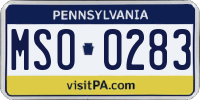 PA license plate MSO0283