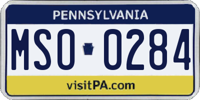 PA license plate MSO0284
