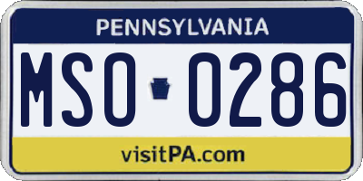 PA license plate MSO0286