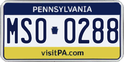 PA license plate MSO0288