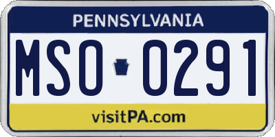 PA license plate MSO0291