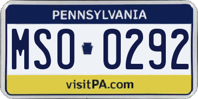 PA license plate MSO0292