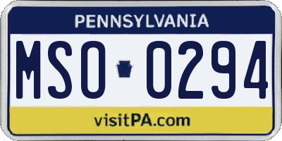 PA license plate MSO0294