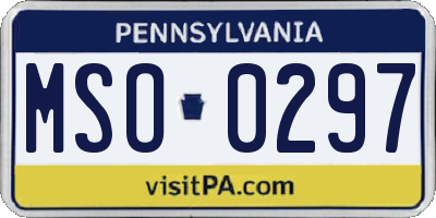 PA license plate MSO0297