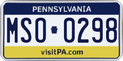 PA license plate MSO0298