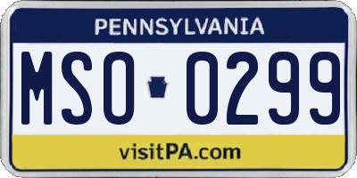 PA license plate MSO0299