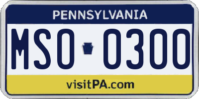PA license plate MSO0300