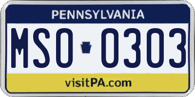 PA license plate MSO0303