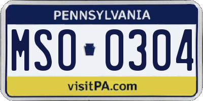 PA license plate MSO0304