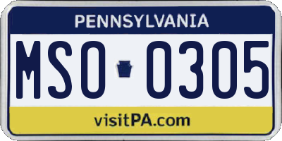 PA license plate MSO0305