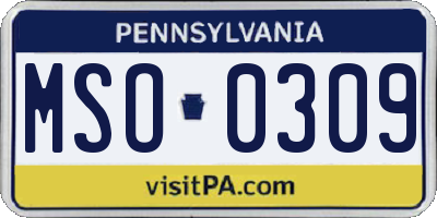 PA license plate MSO0309