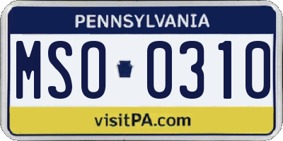 PA license plate MSO0310