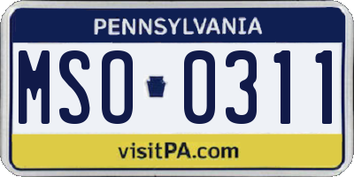 PA license plate MSO0311