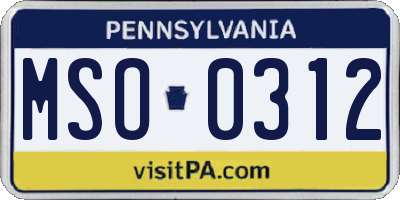 PA license plate MSO0312