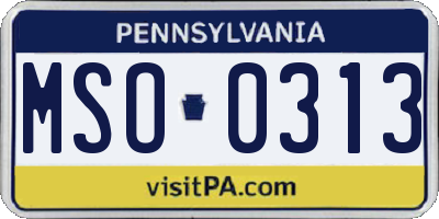 PA license plate MSO0313