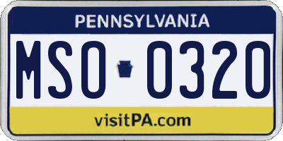 PA license plate MSO0320