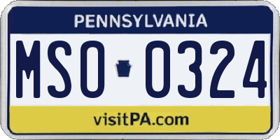 PA license plate MSO0324