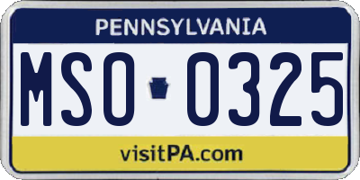 PA license plate MSO0325