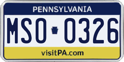 PA license plate MSO0326