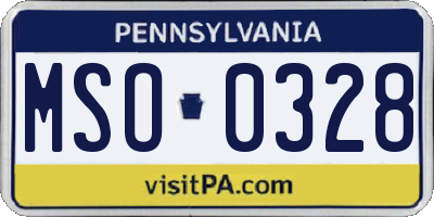 PA license plate MSO0328