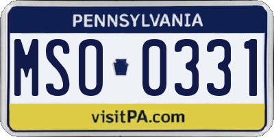 PA license plate MSO0331