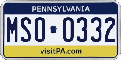 PA license plate MSO0332