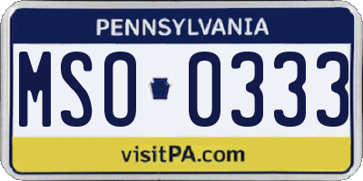 PA license plate MSO0333