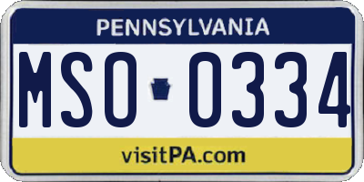 PA license plate MSO0334