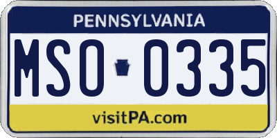 PA license plate MSO0335