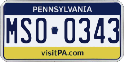 PA license plate MSO0343