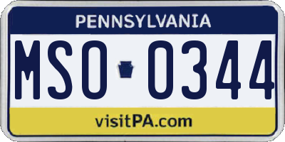 PA license plate MSO0344