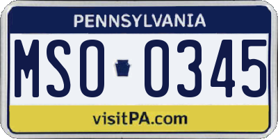 PA license plate MSO0345