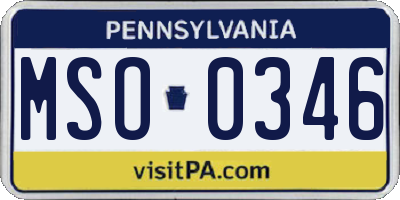 PA license plate MSO0346