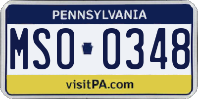 PA license plate MSO0348