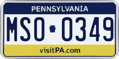 PA license plate MSO0349